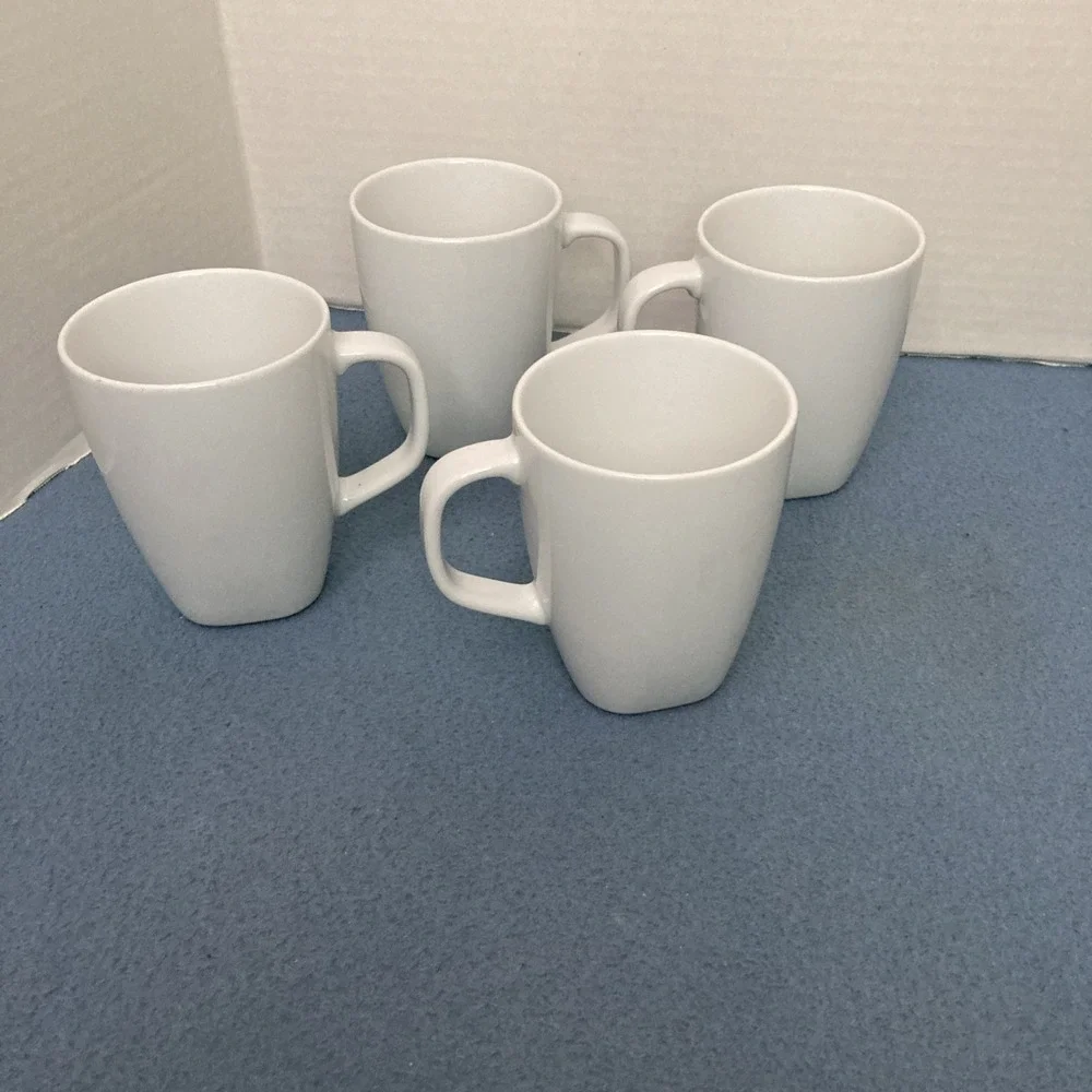 Ikea 365+ Susan Pryke White Square Bottom Coffee/Tea Mugs (21986) - Set of 4